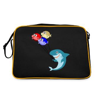 Shark with puffer fish balloons puffer fish - Retro Bag - black/gold - Back