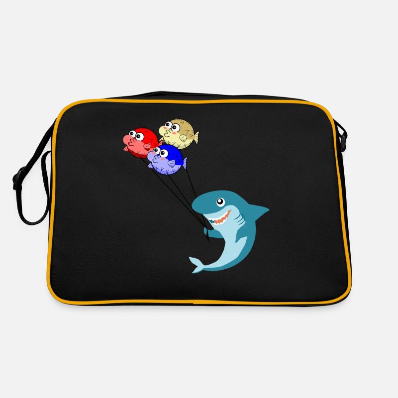 Shark with puffer fish balloons puffer fish Retro Bag