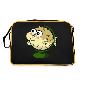 Funny puffer fish - Retro Bag - black/gold - Back