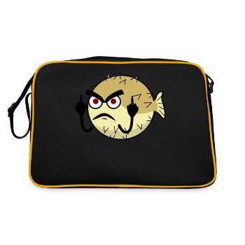 Puffer fish shows middle finger - Retro Bag - black/gold - Back
