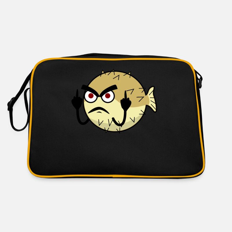 Puffer fish shows middle finger Retro Bag