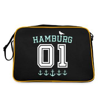 Hamburg Spruch - Retro Tasche - Schwarz/Gold - Hinten