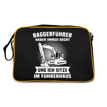 Baggerführer Baggerfahrer - Retro Tasche - Schwarz/Gold - Hinten
