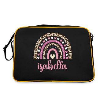 Isabella Regenbogen Name Geburtstag Isabella - Retro Tasche - Schwarz/Gold - Hinten
