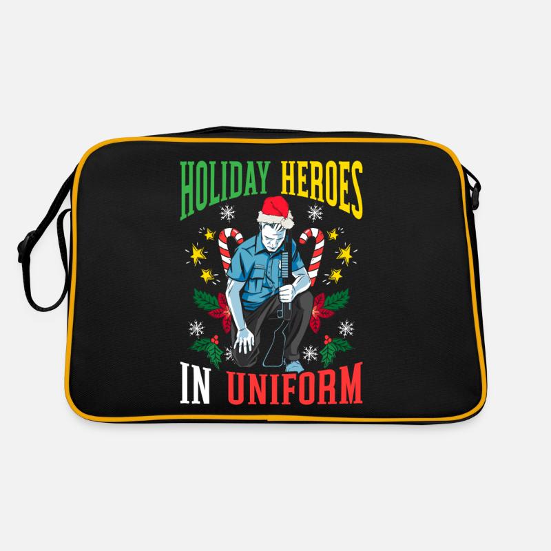 Feiertagshelden in Uniform Weihnachtsmann Polizei Retro Tasche