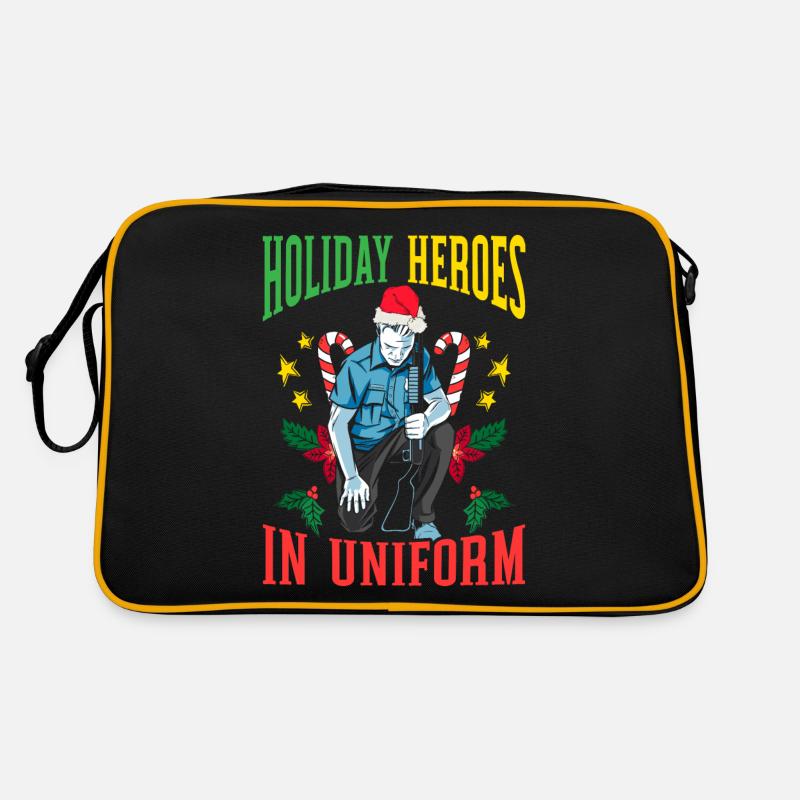 Feiertagshelden in Uniform Weihnachtsmann Polizei Retro Tasche