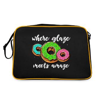 I Love Donuts - Retro Tasche - Schwarz/Gold - Hinten
