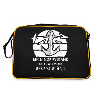 Nordstrand Sprüche Nordstrander - Retro Tasche - Schwarz/Gold - Hinten