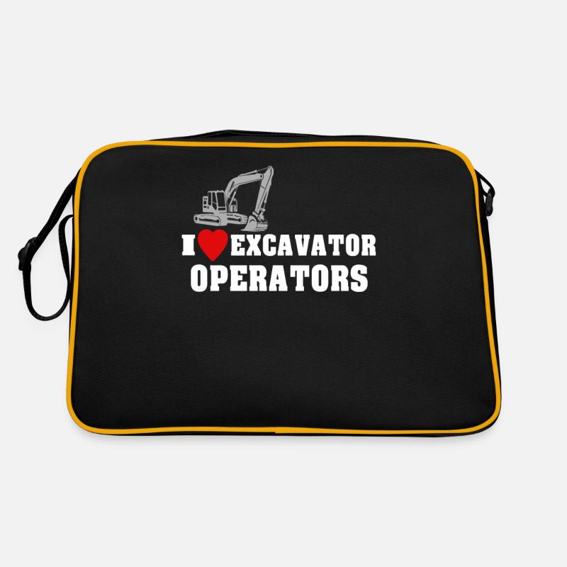 Baggern Ich Liebe Bagger - Retro Tasche - Schwarz/Gold