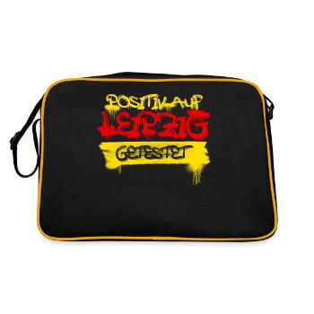 Leipzig Leipziger Sachsen Ostdeutschland - Retro Tasche - Schwarz/Gold - Hinten