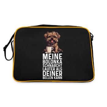 Meine Bolonka schnarcht lauter - Bolonka Zwetna - Retro Tasche - Schwarz/Gold - Hinten