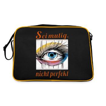Sei mutig, nicht perfekt - Retro Tasche - Schwarz/Gold - Hinten