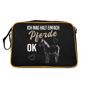 Einfache Liebe zu Pferden - OK, Geschenkidee - Retro Tasche - Schwarz/Gold - Hinten