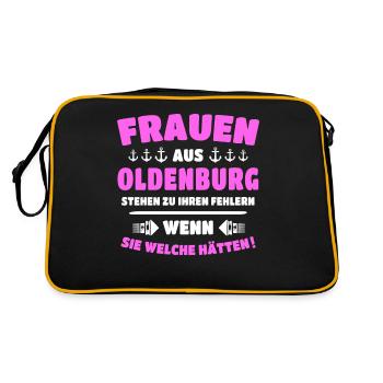 Oldenburg Frau Oldenburger Oldenburgerin - Retro Tasche - Schwarz/Gold - Hinten