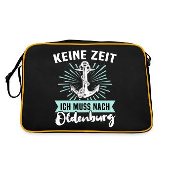 Oldenburg Sprüche Oldenburger - Retro Tasche - Schwarz/Gold - Hinten