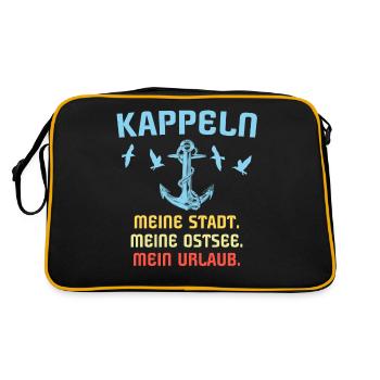 Kappeln Sprüche - Retro Tasche - Schwarz/Gold - Hinten