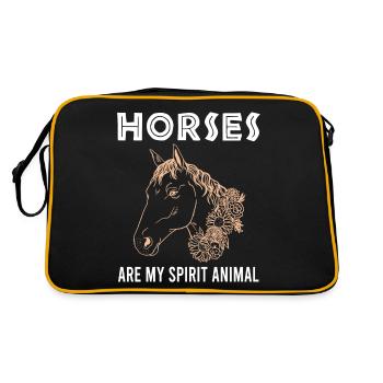 Horses - soulmates on four hooves - Retro Bag - black/gold - Back