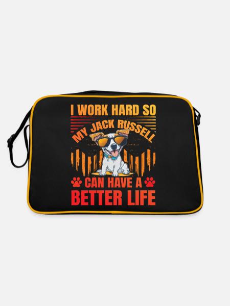 I work hard so my Jack Russell can have a better - Retro Tasche - Schwarz/Gold