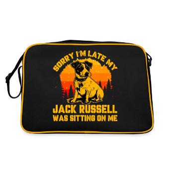 Sorry I'm late my Jack Russell was sitting on me - Retro Bag - black/gold - Back