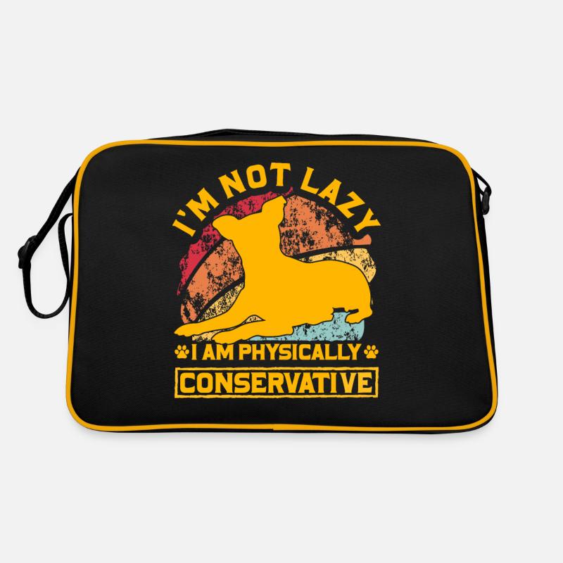 I'm not lazy I am physically Jack Russell - Retro Tasche - Schwarz/Gold
