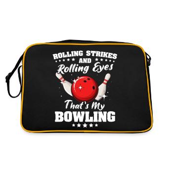 Bowling Bowler - Retro Tasche - Schwarz/Gold - Hinten