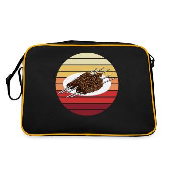 Puristisches Schaschlik-Design - Retro Tasche - Schwarz/Gold - Hinten