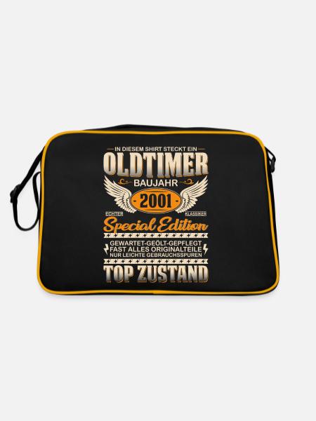 Vintage Geschenke 2001 - Retro Tasche - Schwarz/Gold - Hinten
