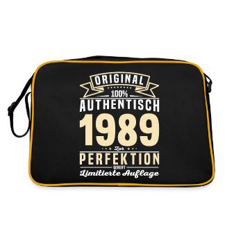 Vintage 1989 - Authentisches Geburtstagsgeschenk - Retro Tasche - Schwarz/Gold - Hinten