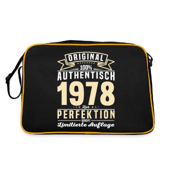 Authentisches 1978 Vintage Geschenk - Retro Tasche - Schwarz/Gold - Hinten