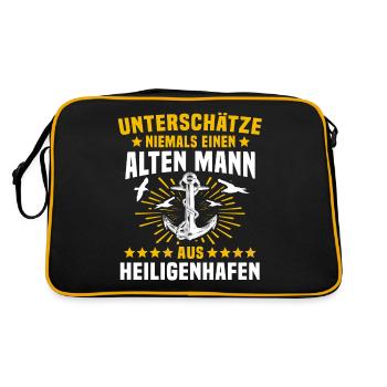 Heiligenhafen Unterschätze Heiligenhafener Mann - Retro Tasche - Schwarz/Gold - Hinten