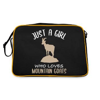 Ein Mädchen und ihre Bergziegen - Retro Tasche - Schwarz/Gold - Hinten