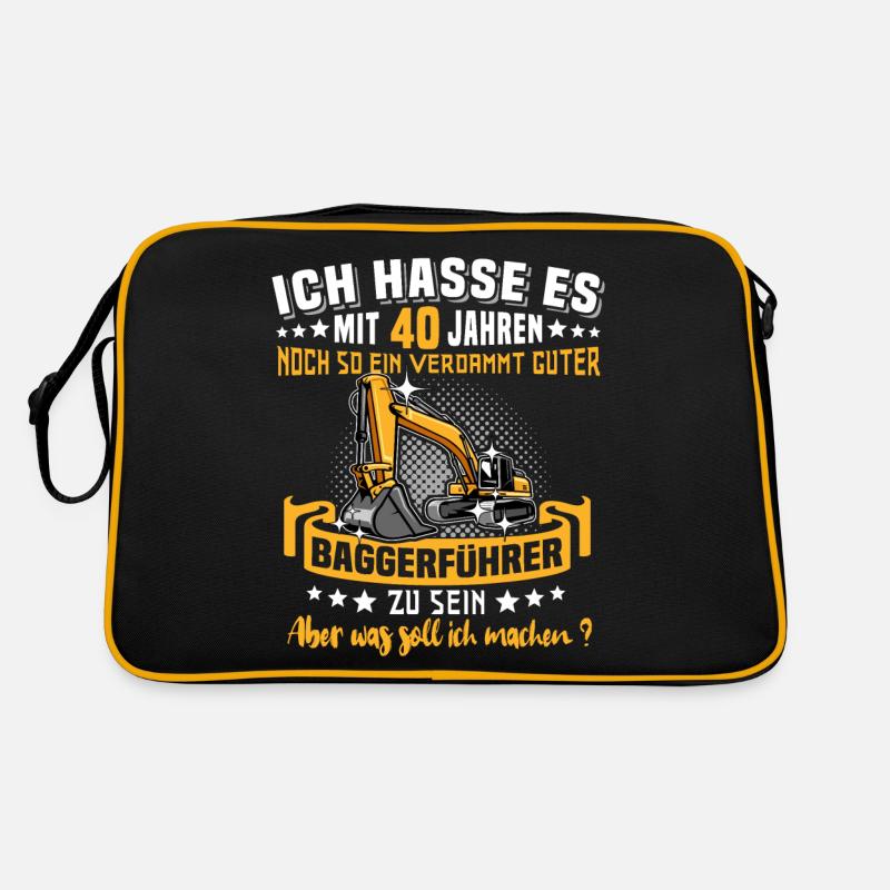Baggerführer 40. Geburtstag 40 Jahre Baggerfahrer Retro Tasche