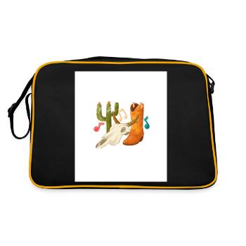 Cowboy Cowboystiefel Western Geschenk - Retro Tasche - Schwarz/Gold - Hinten