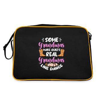 Linedance Country Line Dancer Linedancing Geschenk - Retro Tasche - Schwarz/Gold - Hinten