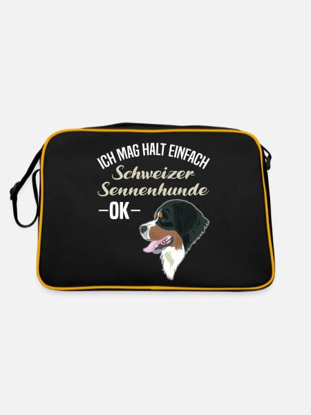 Schweizer Sennenhund Direkte Liebe Geschenk - Retro Tasche - Schwarz/Gold