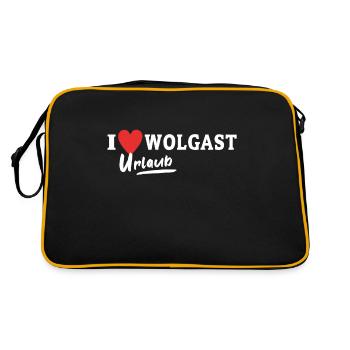 I Love Wolgast Ich Liebe Wolgast - Retro Tasche - Schwarz/Gold - Hinten