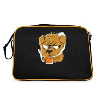 HUND GRIMMIG KAFFEE - Retro Tasche - Schwarz/Gold - Hinten