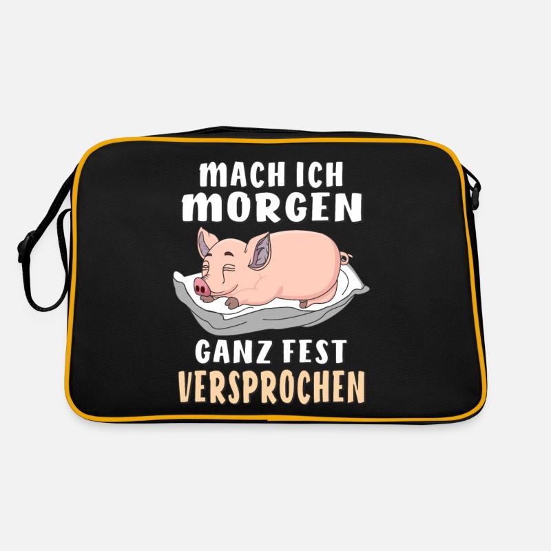 SCHWEIN MACH ICH MORGEN VERSPROCHEN - Retro Tasche - Schwarz/Gold