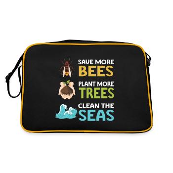Tag der Erde Klimawandel Umweltschützer - Retro Tasche - Schwarz/Gold - Hinten