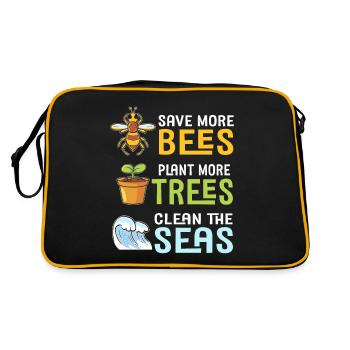 Tag der Erde Klimawandel Umweltschützer - Retro Tasche - Schwarz/Gold - Hinten