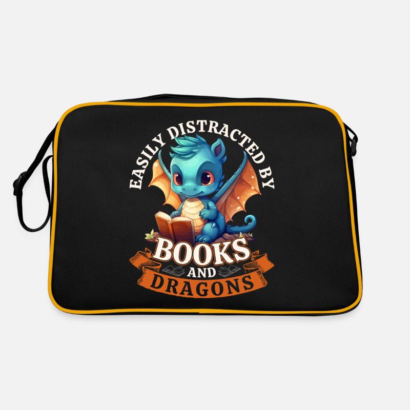 Easily Distracted By Books And Dragons: Drachen Retro Tasche