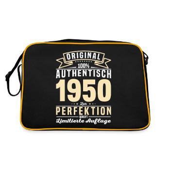 Authentisches 1950er Geburtstagsgeschenk - Retro Tasche - Schwarz/Gold - Hinten