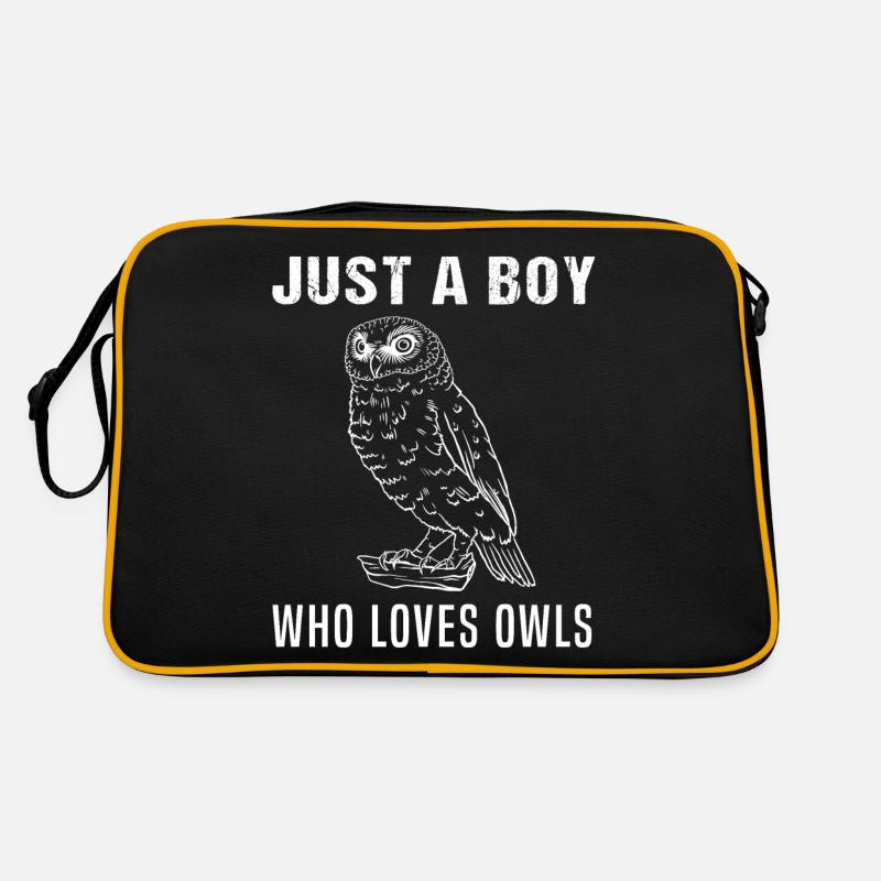 Junge liebt Eulen - Englischer Spruch Geschenk Retro Tasche