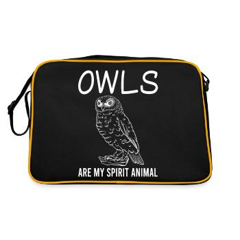 Eulen Spirit Animal - Mystisches Geschenk - Retro Tasche - Schwarz/Gold - Hinten