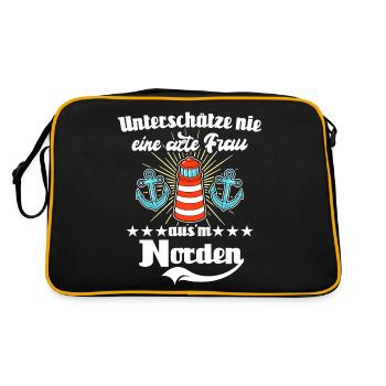 Nordener Sprüche Norden - Retro Tasche - Schwarz/Gold - Hinten