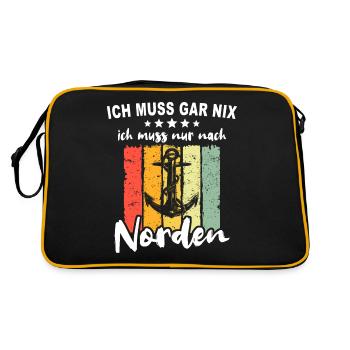 Nordener Spruch Norden - Retro Tasche - Schwarz/Gold - Hinten