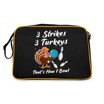 Bowlingspieler Turkey Bowling Thanksgiving - Retro Tasche - Schwarz/Gold - Hinten