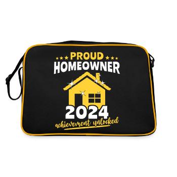 Eigenheim Hausbesitzer Hauskauf - Retro Tasche - Schwarz/Gold - Hinten