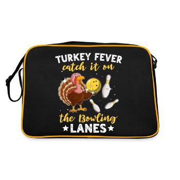 Bowlingspieler Turkey Thanksgiving - Retro Tasche - Schwarz/Gold - Hinten