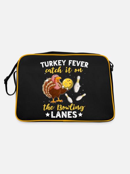 Bowlingspieler Turkey Thanksgiving - Retro Tasche - Schwarz/Gold - Hinten
